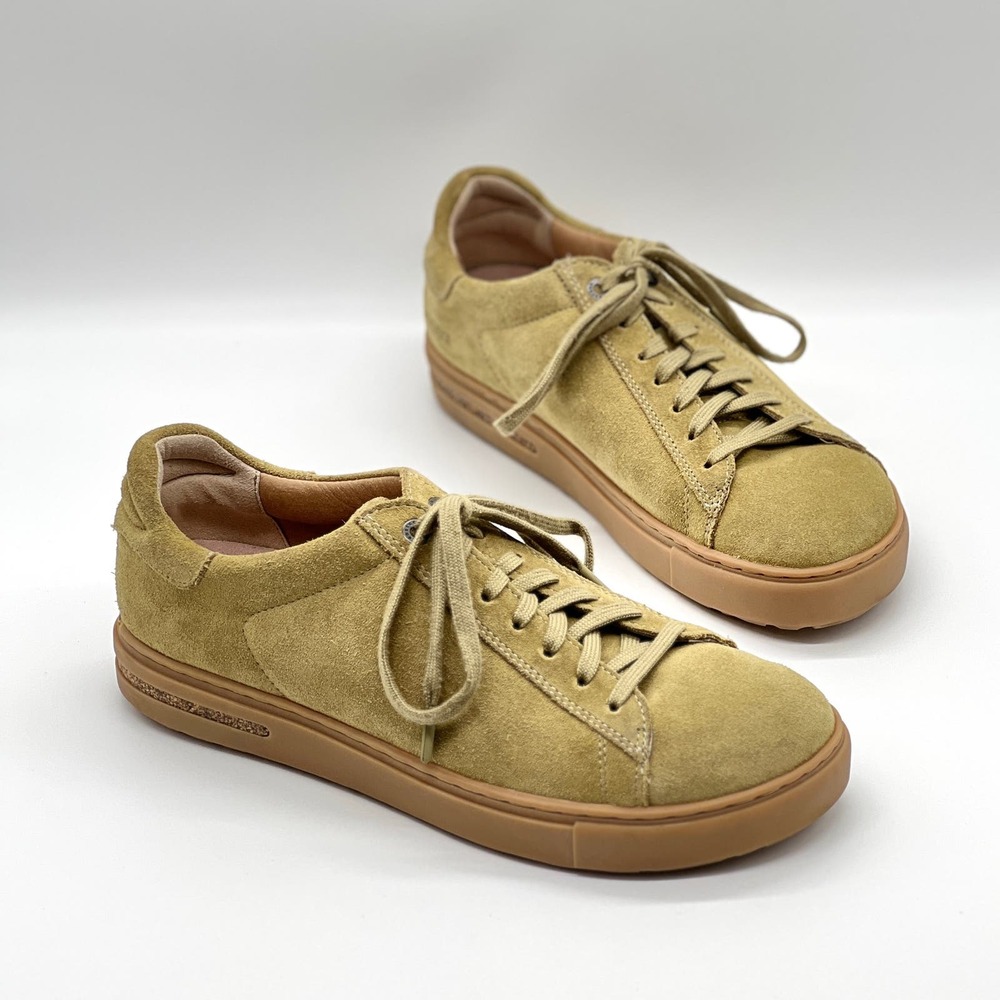 BIRKENSTOCK Bend Low Top Sneaker Womens 40 Khaki Tan Narrow Suede Lace Up - Picture 1 of 13